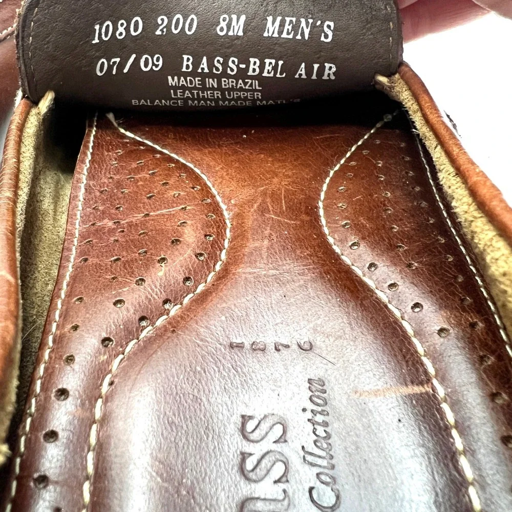 Bass Premium Collection Bel Air Mens 8M Brown Leather Driving Loafer Vibram Sole